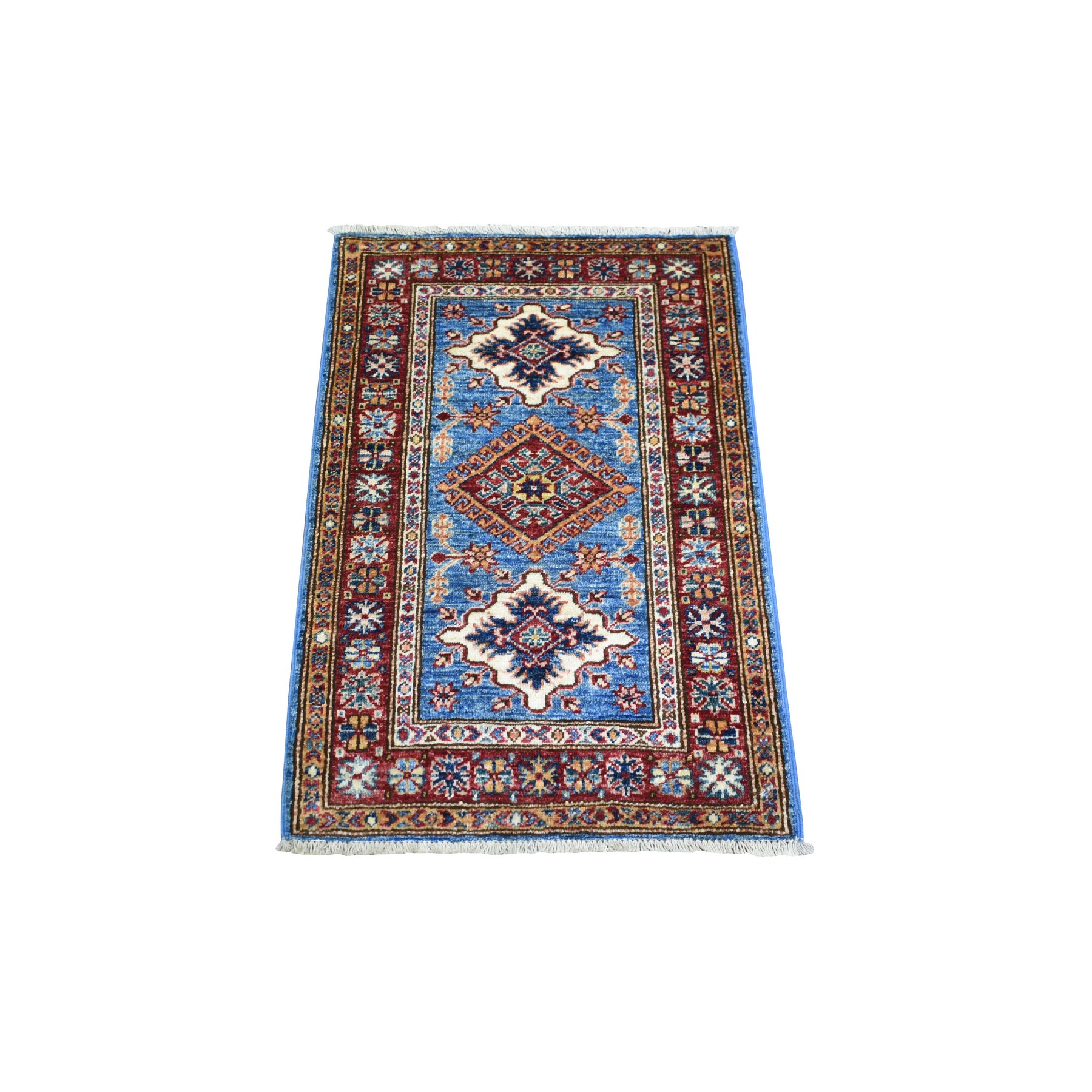 Geometric Wool Kazak Accent Rug 2x3